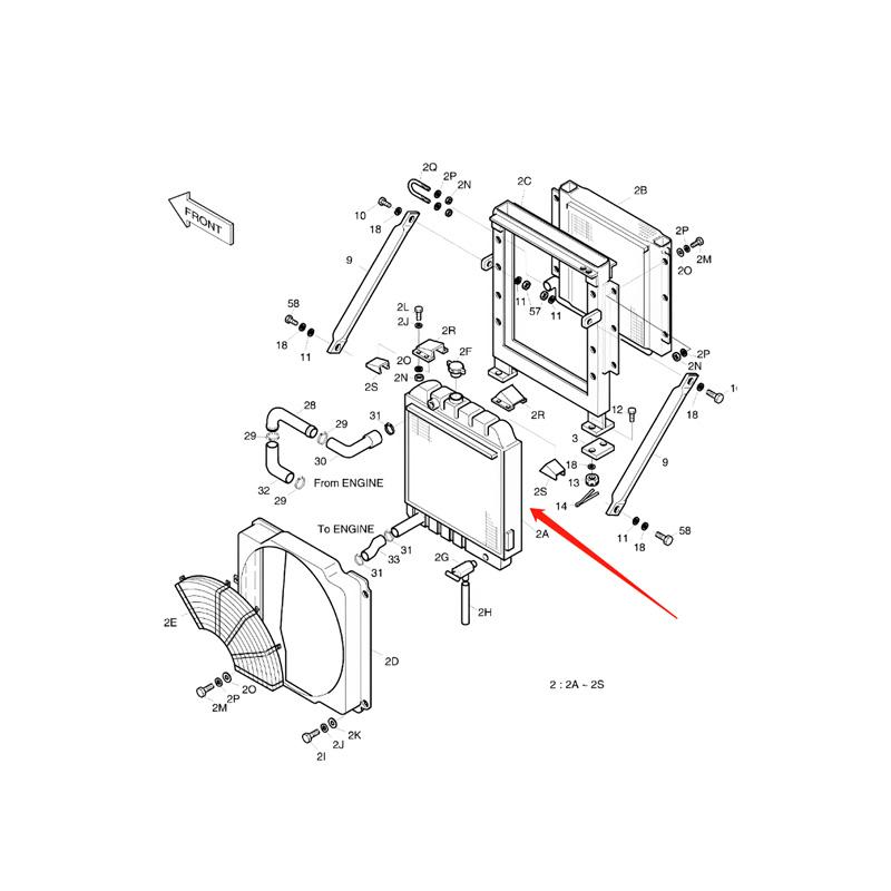 Water Tank Engine Radiator 13840000-1 for Doosan Excavator S220LC-III