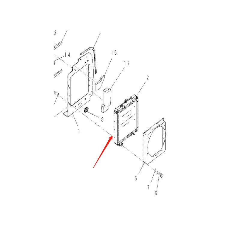 Water Tank Engine Radiator 22H-03-11361 for Komatsu PC57-7 Excavator