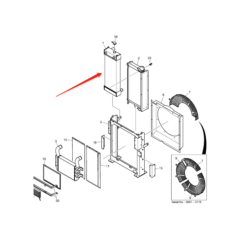 Water Tank Engine Radiator ASSY for Doosan Excavator DX140 online Water Tank Engine Radiator ASSY for Doosan Excavator DX140 online