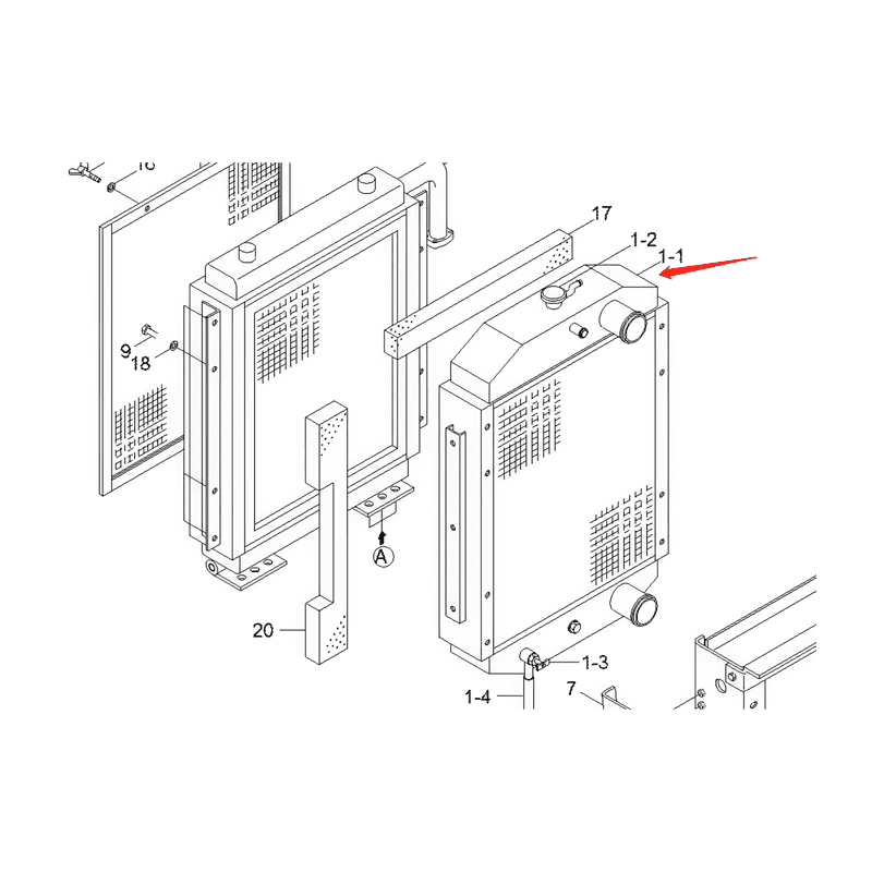 Water Tank Engine Radiator Core ASS'Y 11ER-42490 For Hyundai Excavator R200W-3