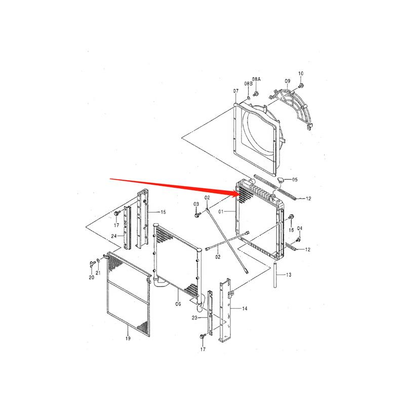 Water Tank Engine Radiator Core ASS'Y 4370980 For Hitachi Track Mounted Soil Recycler SR-G2000 SR-P1200