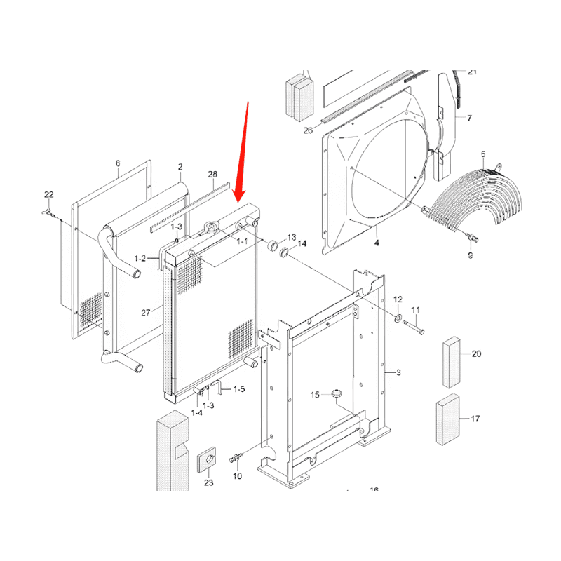 Water Tank Engine Radiator Core Assembly 11M9-45010 For Hyundai Excavator R60-9S R60W-9S online Water Tank Engine Radiator Core Assembly 11M9-45010 For Hyundai Excavator R60-9S R60W-9S online