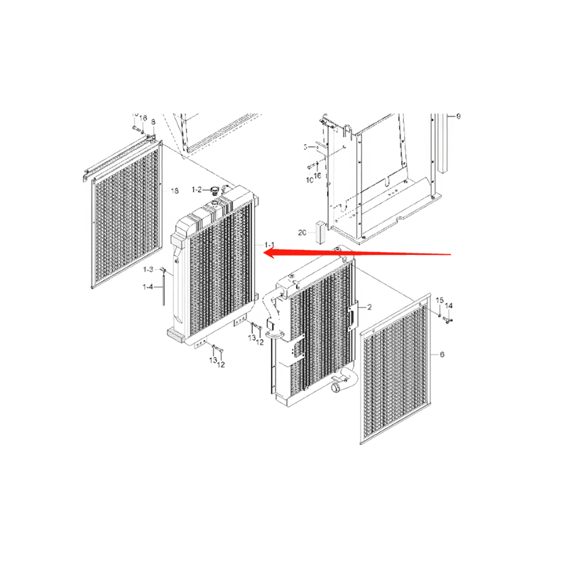 Water Tank Engine Radiator Core Assembly 11N6-40190 For Hyundai Excavator R210LC-7 R210-7