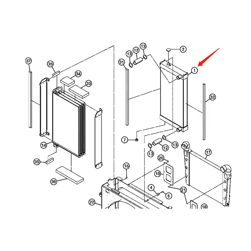 Water Tank Engine Radiator Core ASSY 4655008 for John Deere Excavator 450DLC online Water Tank Engine Radiator Core ASSY 4655008 for John Deere Excavator 450DLC online