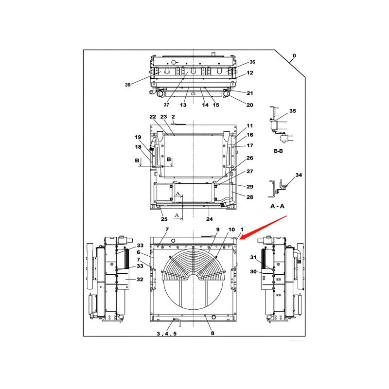 Water Tank Engine Radiator Core ASSY LN001620 LN002530 for Case Excavator CX800 CX800B