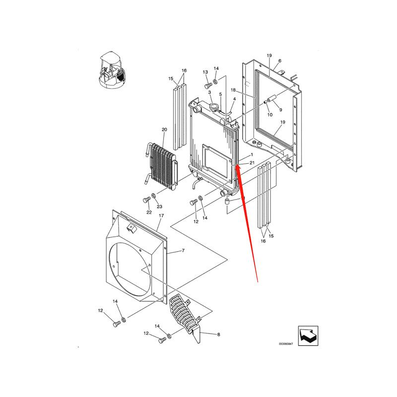 Water Tank Engine Radiator Core ASSY PV05P00006F1 for Case Excavator CX25 CX36