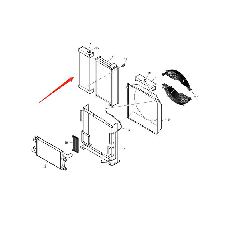 Water Tank Engine Radiator K9001934 202-00151B for Doosan Excavator DX420 DX480 DX520