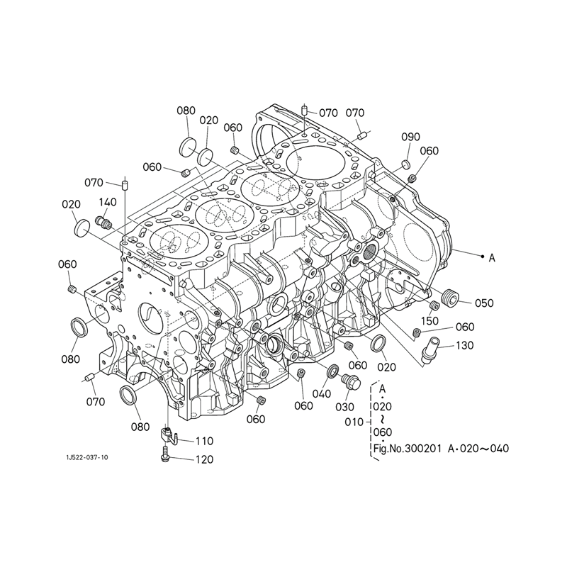 Bare Cylinder Block 1G410-01027 1G410-01024 for Kubota Engine V6108