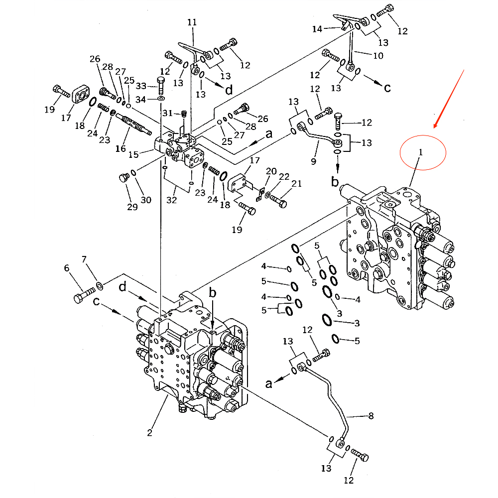 Control Valve Assy 709-79-22202 for Komatsu PC220LC-5 PC220-5 PC200LC-5X PC200LC-5S PC200LC-5 PC200-5X PC200-5S PC200-5 Original Used