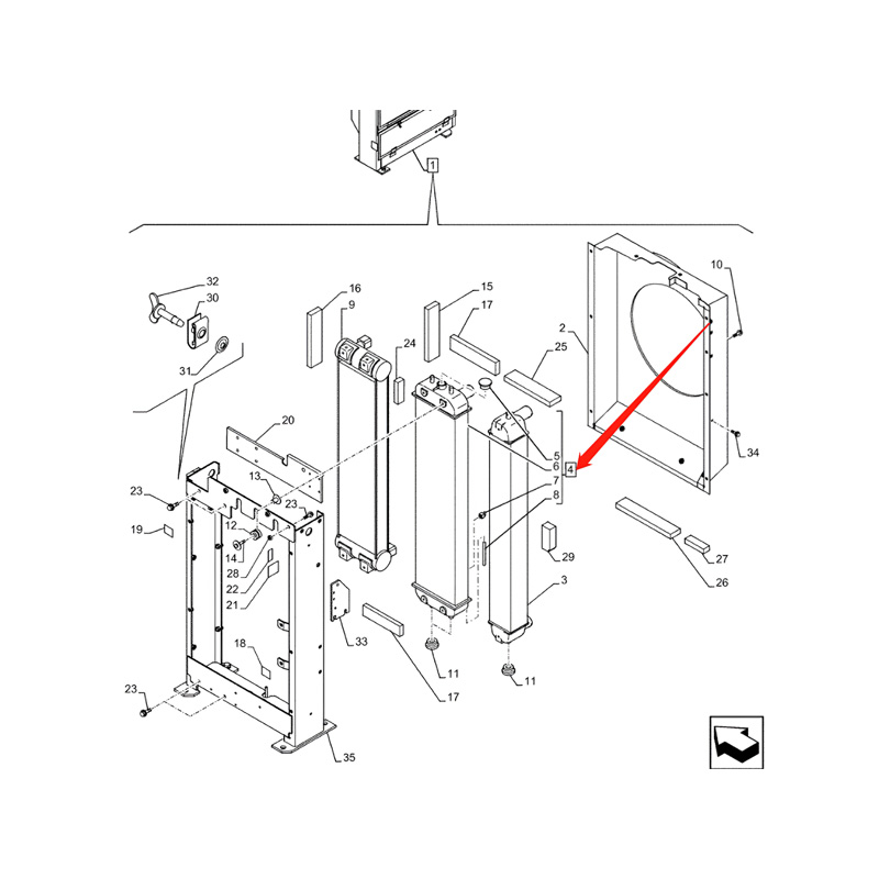 Engine Water Radiator Core LN003470 for CASE CX75 Crawler Excavator