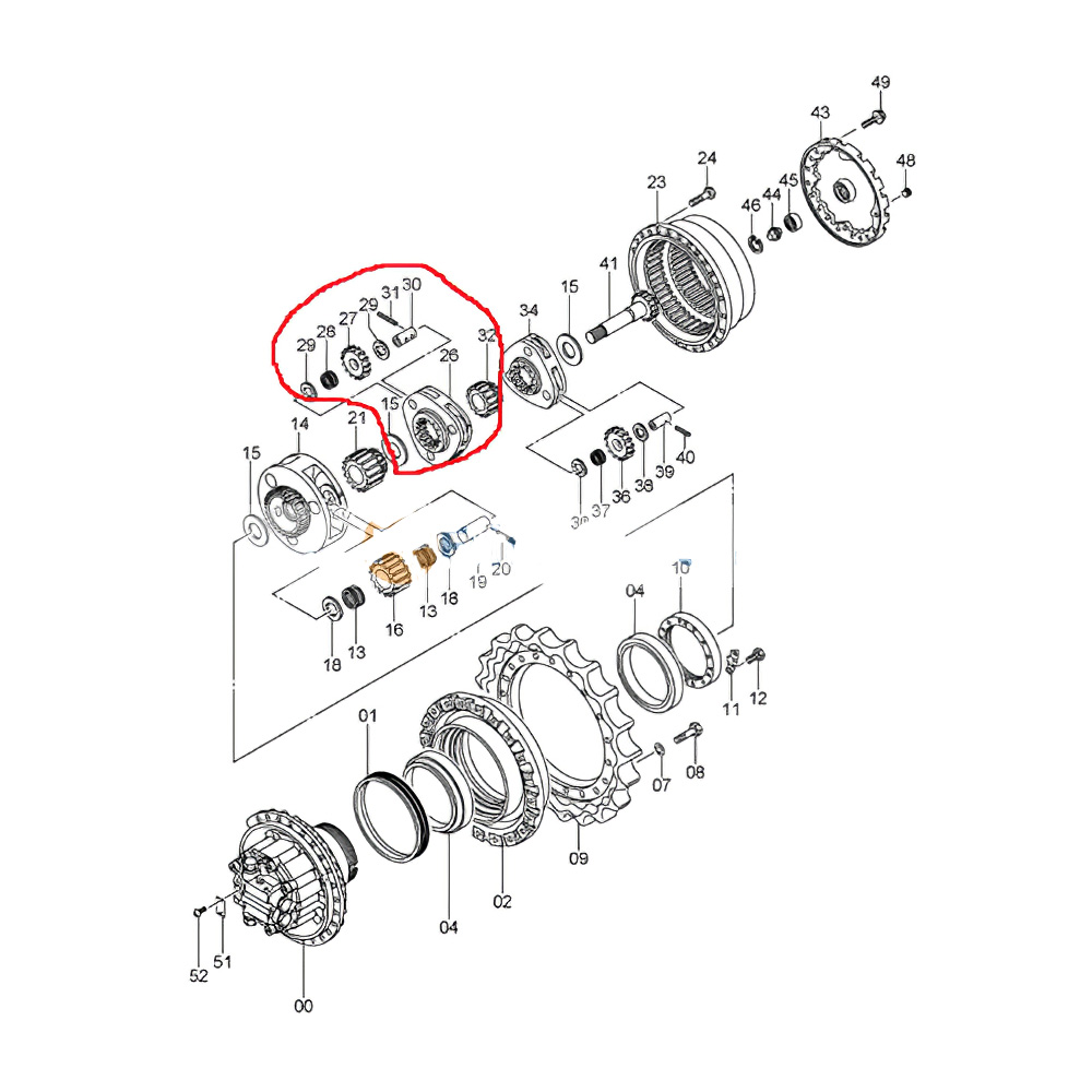 Planet Carrier Assembly 1022197 Sun Gear 3074989 for Hitachi Excavator ZX330 ZX350H ZX280 ZX280LC ZX280-5G EX270-5
