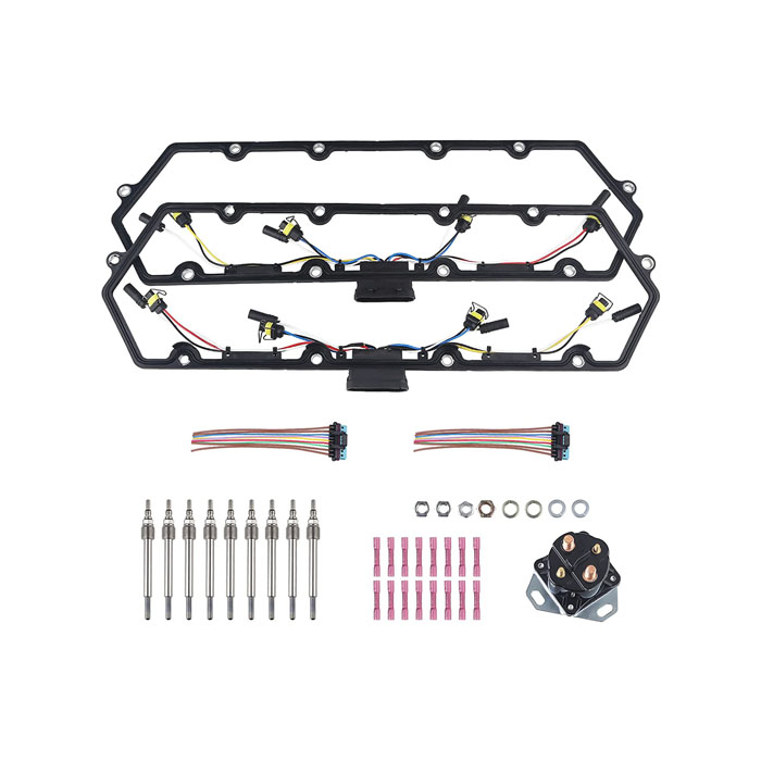 Valve Cover Gaskets + Inner Injector Glow Plug Harness with Relay Glow Plugs F81Z-6584-AA F81Z-9D930-AB for Ford 1999-2003 Powerstroke 7.3L F250 F350 E250 E350