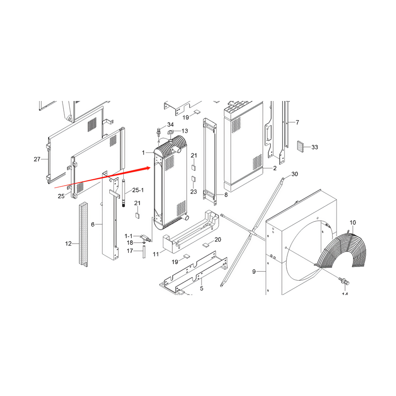 Water Tank Engine Radiator 11Q4-44021 11Q4-42012 11Q5-43001 11Q5-42100 for Hyundai Excavator R140LC-9 R140W-9 R160LC-9 R170W-9 R180LC-9