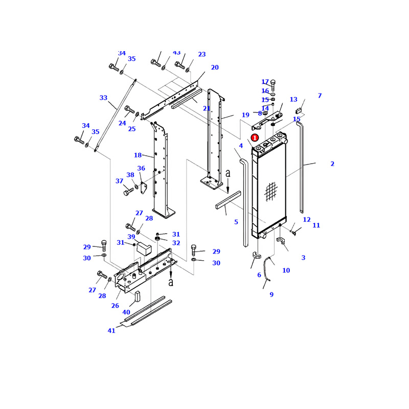 Water Tank Engine Radiator 207-03-41111 for Komatsu Excavator PC360-10 PC390-10
