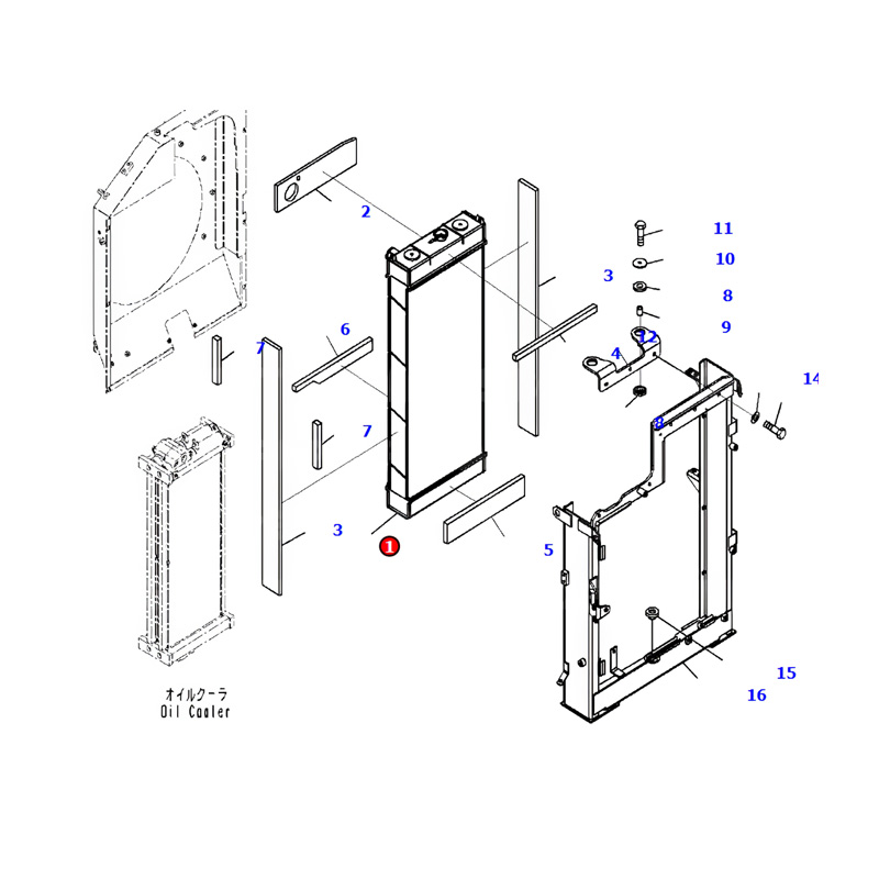 Water Tank Engine Radiator 22B-03-31411 for Komatsu Excavator PC138US-10