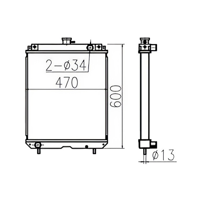 Water Tank Engine Radiator Assy 68651-42300 for Kubota Excavator KX151 KX159 KX161 KX163 KX165