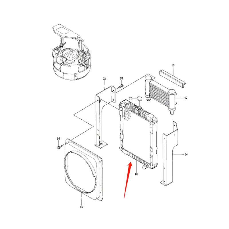 Water Tank Engine Radiator Core ASS'Y 4313328 For Hitachi Excavator EX20UR EX20UR-2 EX30UR EX30UR-2