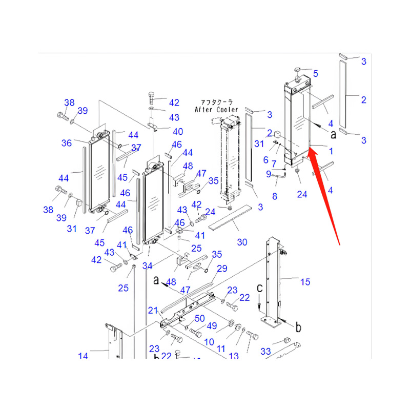 Water Tank Engine Radiator Core Assembly 21K-03-72122 For Komatsu Excavator PC190NLC-8 PC190LC-8 PC180NLC-7-E0