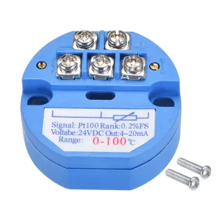 0 ~ +100??OUT 4-20mA Power 24VDC PT100 Temperature Transmitter Sensor