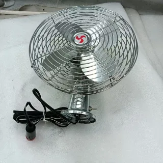 12V / 24V 2-Speed Chrome Metal Fan for Heavy-Duty Truck Car Camper Boat