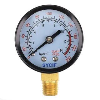 2" Diameter Face 1/4" Male NPT 0-200 PSI Gauge GA0250200GC for Rolair Air Compressor