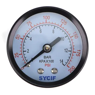 2" Face Back Mount 1/4" NPT 0-200 PSI Air Compressor Pressure Hydraulic Gauge