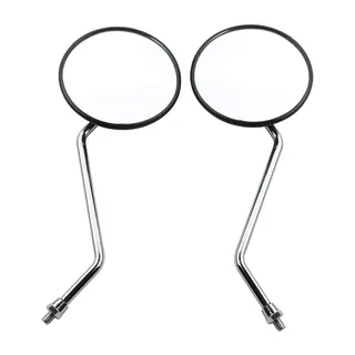 2 Pcs 8mm Adjustable Universal Antenna Style Retro Vintage Round Rearview Mirror for ATV Motorcycle Go-Kart Scooter Dirt-bike Mini-Bike