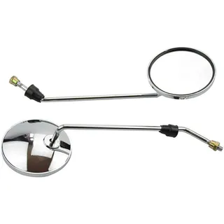 2 Pcs 8mm Thread Round Silver Plating Rearview Mirror for 50cc 70cc 90cc 110cc 125cc 150cc 200cc 250cc ATV Motorcycle Scooter