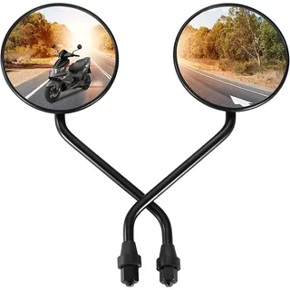 2 Pcs 8mm Universal Black Round Plastic Rearview Mirror for 50cc 70cc 90cc 110cc 125cc 150cc 200cc 250cc ATV Motorcycle Scooter
