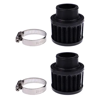 2 Pieces Universal 25mm Car Air Filter Intake Clip-On Respirator Cold Ventilation Crankcase Black