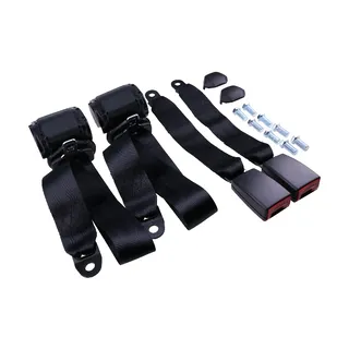 2 Sets Retractable 3 Point Safety Seat Belt Straps Car Vehicle Adjustable Belt Kit ZL85FW