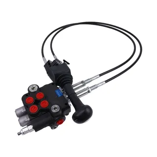 Hydraulic Control Valve Kit Cable Remote Control Valve Kit with 2 Spool Valve 80lpm/ 21gpm and 2 Cables Remote Joystick