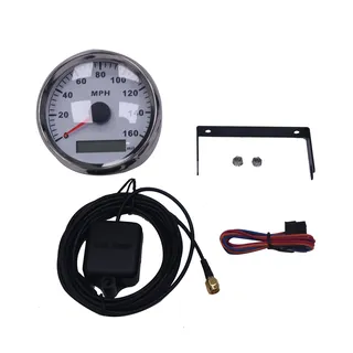 85mm GPS Speedometer Waterproof 160 MPH Speed Meter Gauge for Boat Car Truck Motorcycle Marine GPS Odometer Gauge with Red Backlight 9-32V