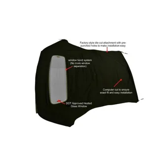 Black Glass Convertible Soft Top 00422-94 10-11-MUS-023 for Ford Mustang