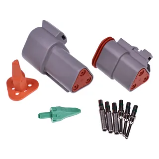 Deutsch DT 3 Pin Gray Connector Kit With 14 AWG Solid Contacts