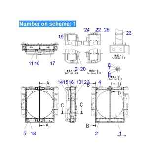 For Komatsu Dump Truck HM250-2 HM300-2 Water Tank Radiator Core ASS'Y 56D-03-21210 56D-03-21211