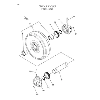 Idler 7016167 7021364 for Hitachi Excavator EX200 EX200-2 EX200-3 EX220 EX220-2 EX220-3