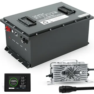LiFePO4 Lithium Battery 51.2V 105Ah with Integrated Smart 200A BMS Touch Monitor & Mobile App 4000+ Recharge Cycles Max 10.24kW Customized for Golf Carts