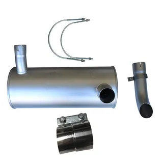 Muffler 4333182 with Clamp and 2Pcs U-Bolt for Isuzu Engine 4BG1 Hitachi EX120-5 EX130H-5 EX150-5 EX160LC-5 EX130-5 EX160-5