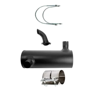 Muffler Silencer 6209-11-5221 with 2Pcs U Bolt and Clamp for Komatsu Engine 6D95 Excavator PC220-5 PC220-5C PC220LC-5 PC220LC-5C