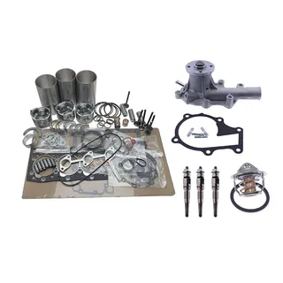 Overhaul Rebuild Kit With Water Pump & Thermostat & Glow Plug for Kubota D1105 Carrier CT 3.69 Engine