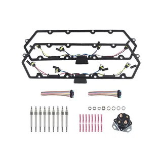 Valve Cover Gaskets + Inner Injector Glow Plug Harness with Relay Glow Plugs F81Z-6584-AA F81Z-9D930-AB for Ford 1999-2003 Powerstroke 7.3L F250 F350 E250 E350
