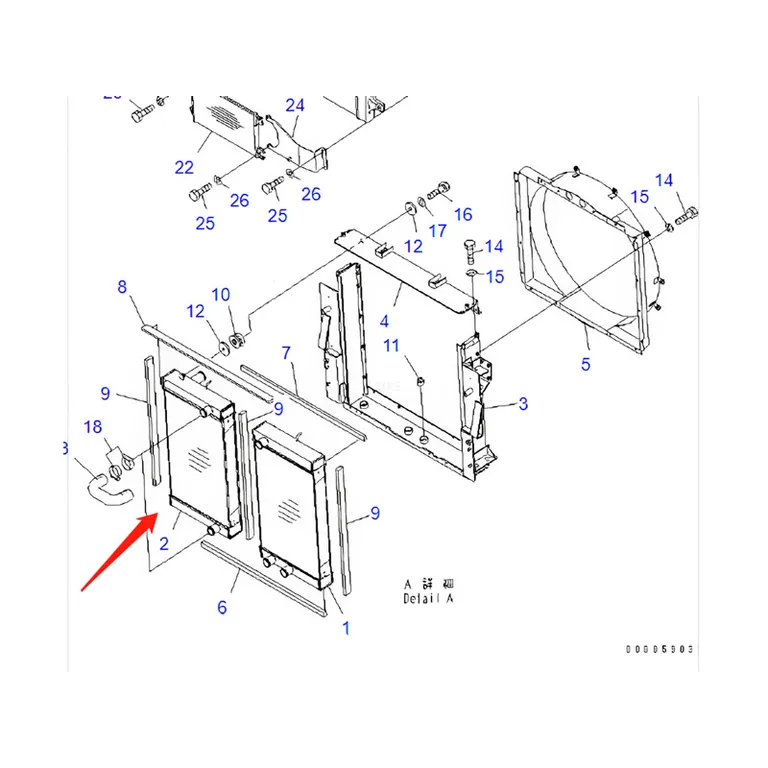 Water Tank Engine Radiator Core Assembly 56B-03-21220 For Komatsu Dump Truck HM350-2 HM350-2R HM400-2 HM400-2R online