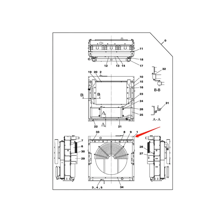 Water Tank Engine Radiator Core ASSY LN001520 LN001640 for Case Excavator CX700 CX700B online