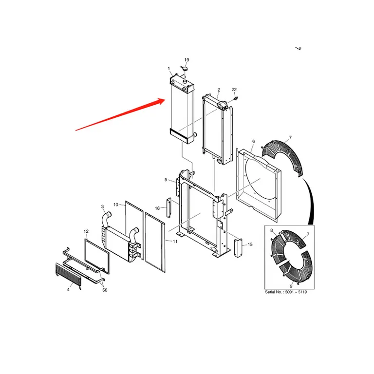 Water Tank Engine Radiator K1009271B for Doosan Excavator DX140W DX180LC online Water Tank Engine Radiator K1009271B for Doosan Excavator DX140W DX180LC online